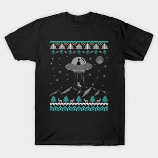 Believe Alien UFO Ugly Christmas Sweater Alien Spaceship T-Shirt